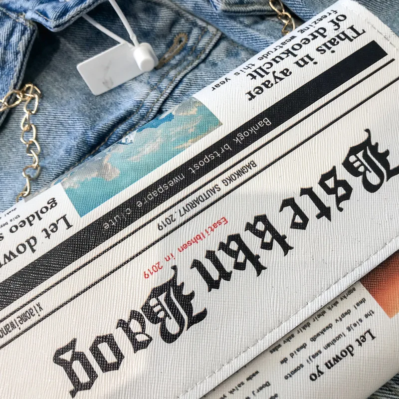 Newspapers Modeling Day Clutch Bags Ladies Party Letter Envelope Casual Shoulder Bag Evening Bags