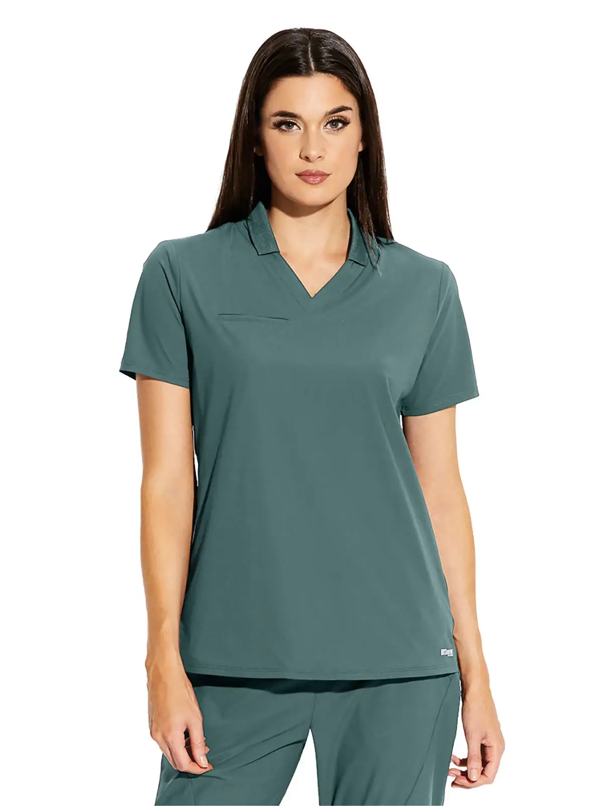 Wholesale Women Medical Scrub Set Stretch Fabric Medical Polo Top and 3 Pocket Straight leg Pant Nurse Doctor work wear