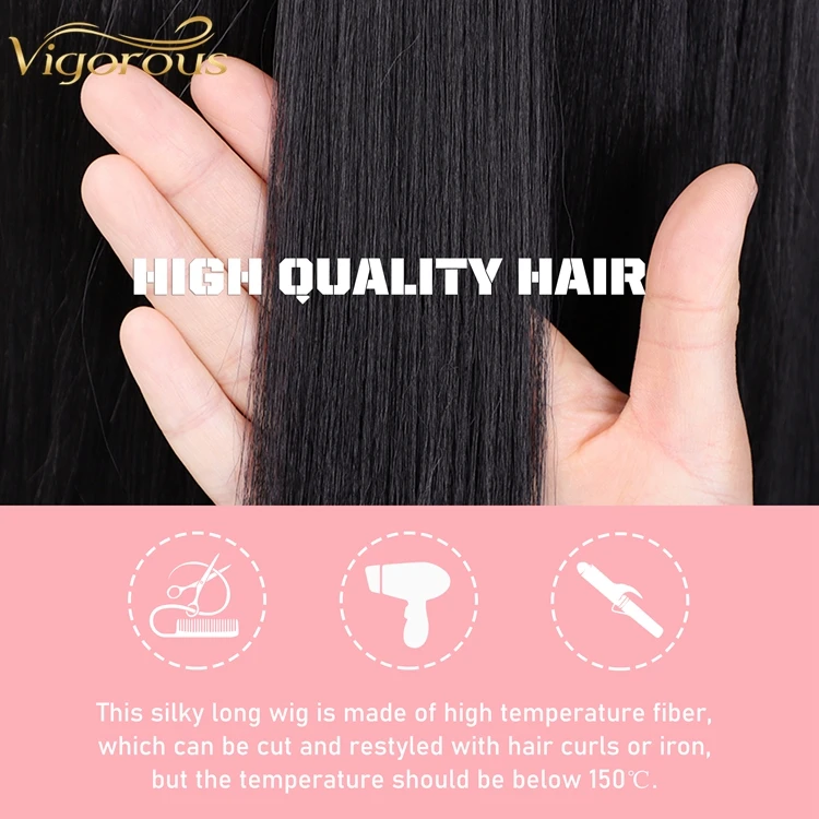  Wholesale 20 Inch Long Heat Resistant Synthetic Afro Headband Wigs For Black Women Bone Straight