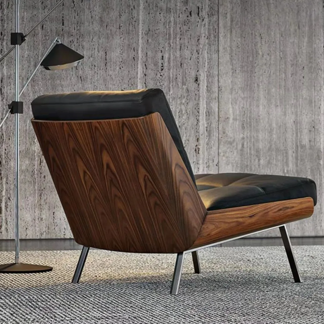 Modern Classic Genuine Vintage Leather Armchair Top Single Seat Recliner for Living Room Bedroom Hotel Leisure-for Hall Use