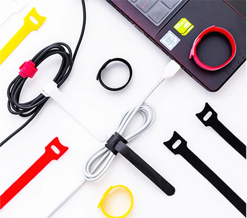 Adjustable Logo Print Hook And Loop Cable Tie