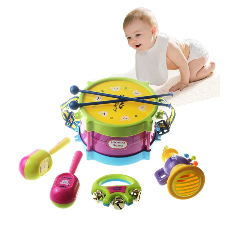 Детские Музыкальные инструменты набор игрушек Timbrel Maracas песочные яйца шейкер ручные колокольчики колокольчик детская погремушка для малышей