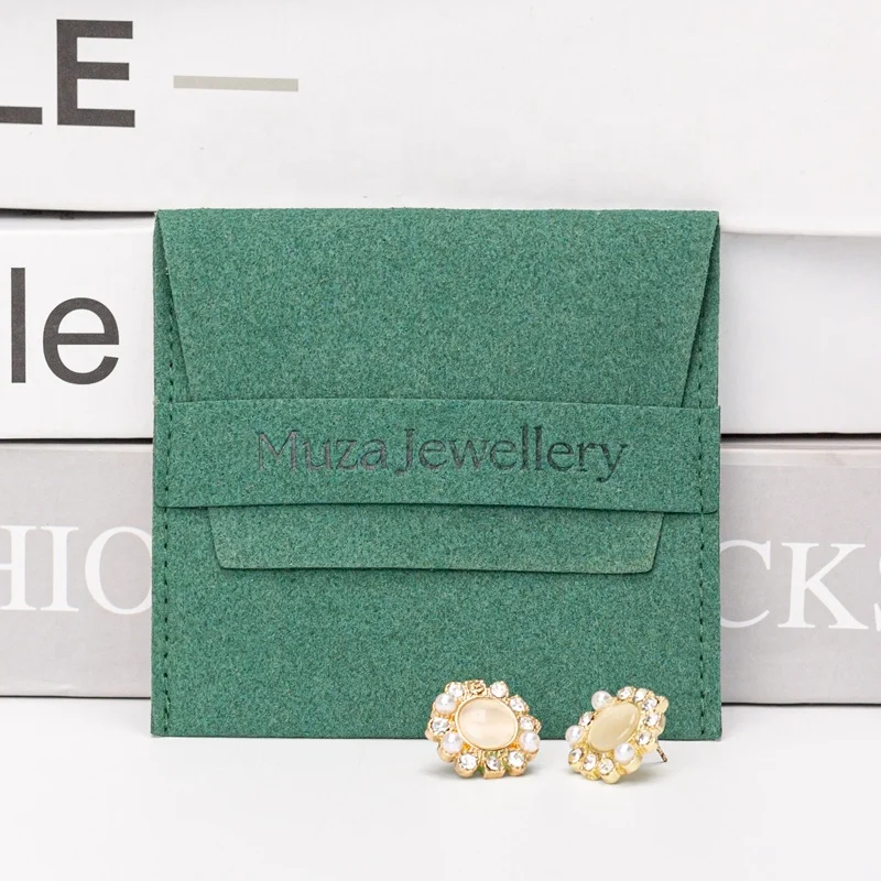 Eco Friendly Packaging Envelope Custom Logo Jewelry Packaging Soft Luxury Clear Flap Jewelry Envelope Dust Bag Pouch