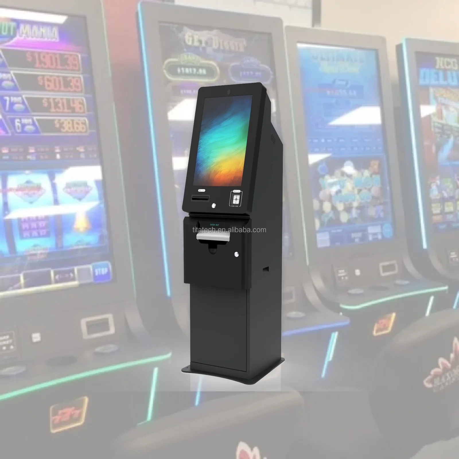 Skill game ticket redemption terminal self service kiosk COAM terminal for skill game cabinet gaming machine