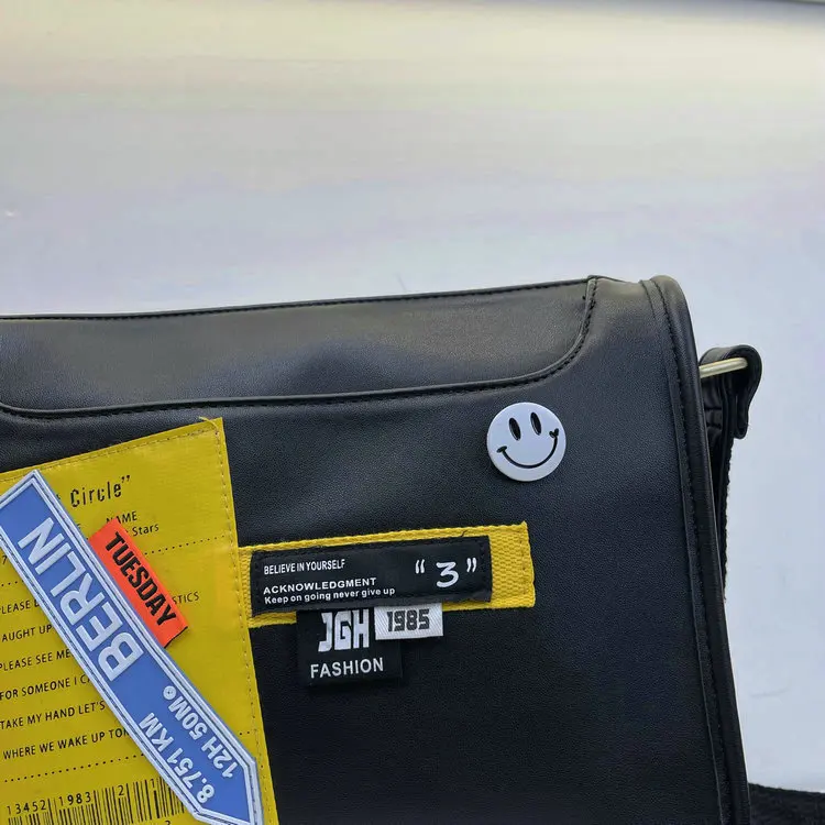 Custom Ecoleather Black Elegant Pu Leather Side Chest Sling Crossbody Luggage Travel Shoulder Messenger Bag for Men Women Ladies