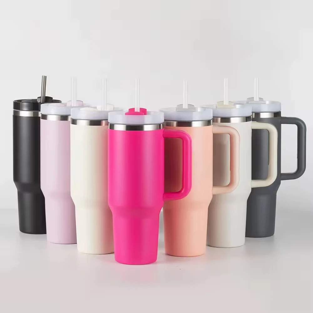 Custom logo Double Wall Insulated Stainless Steel 40 oz Tumbler 1200ml Car Cup With Handle Tumbler Drink Cup 40oz With Handle