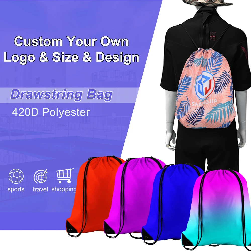 Waterproof Drawstring Gift Bag String Bag Drawstring Sports Polyester Drawstring Bag