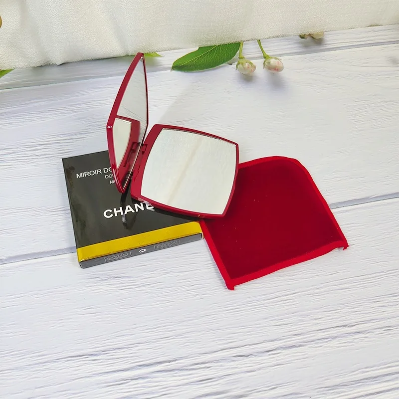 Mini Black Foldable Square Pocket Compact Mirror Double-Sided Custom Logo Cosmetic Makeup Mirror