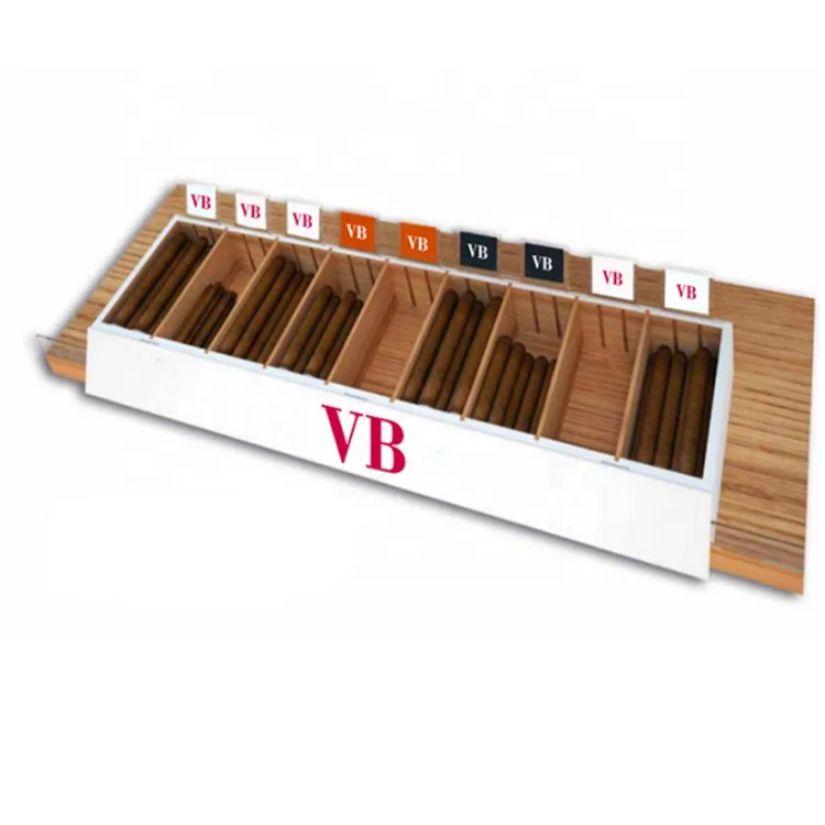 Custom wooden detachable cigar tray case humidor advertise display countertop decoration