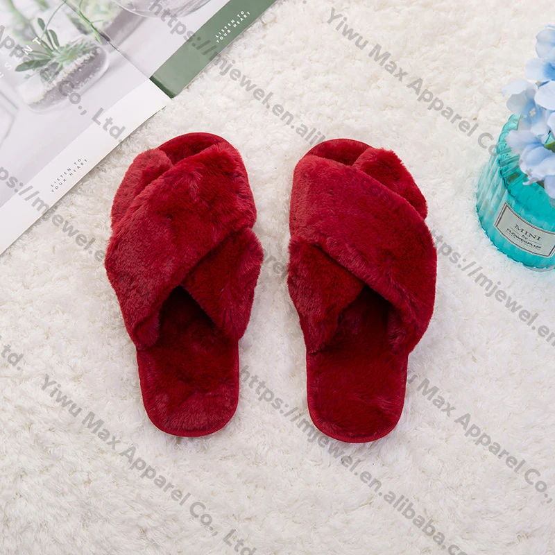 Custom Concha Cozy Fluffy Home Plush Ladies Winter Fuzzy House Furry Fancy Fashion Fur slippers for Women