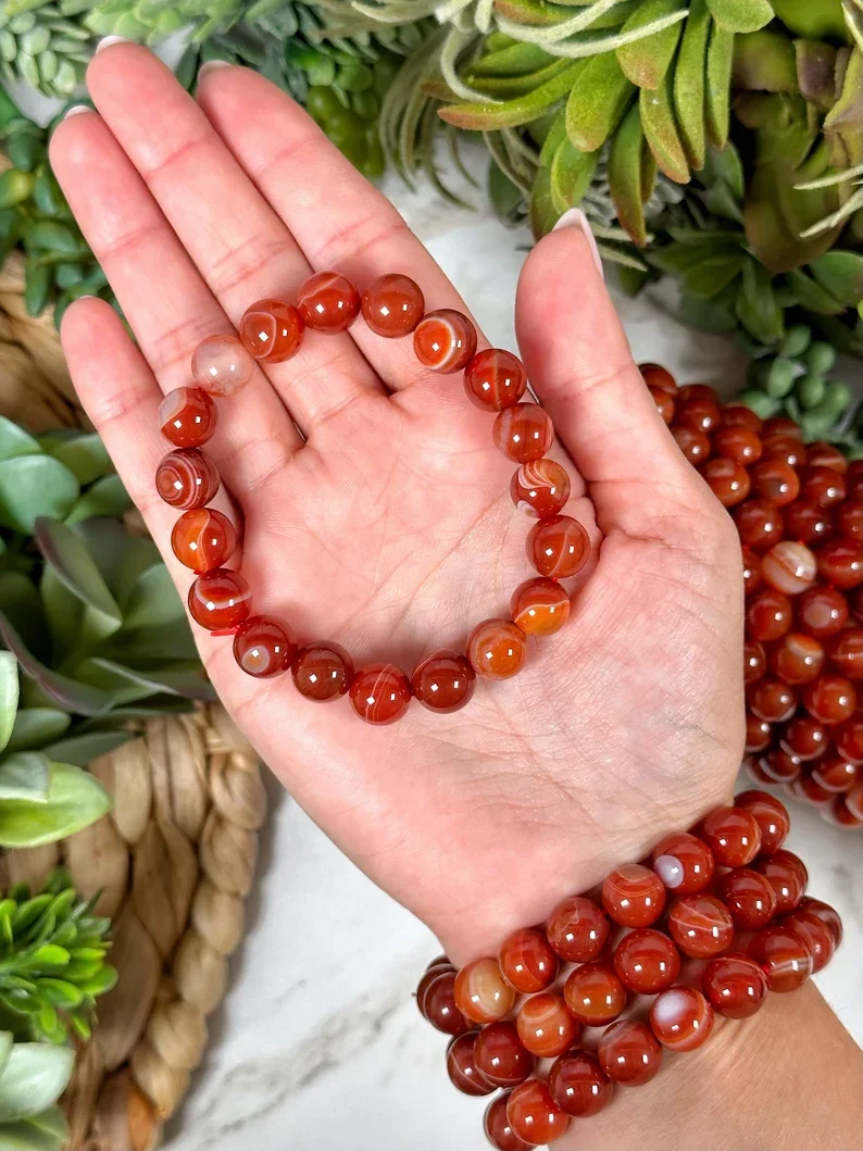 Wholesale Lot 6pcs Red Agate Bracelets 6/8/10mm Crystal Healing Stretch Bracelet