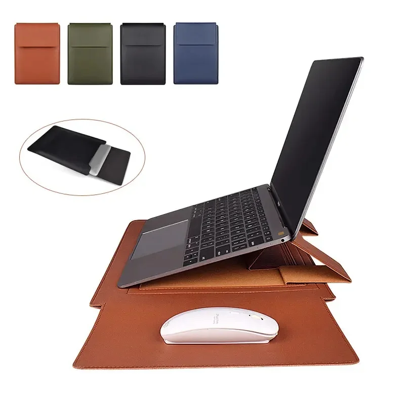 Laptop Sleeve Soft PU leather case 2 in1 Inner Bushing with stand function Compatible13-14.5inch with all laptops And tablets