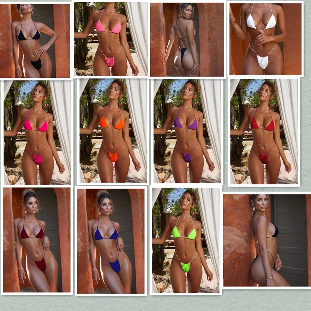 MXN102 Swimwear sexy bikini brazilian neon green orange bathing suit thong swimsuit