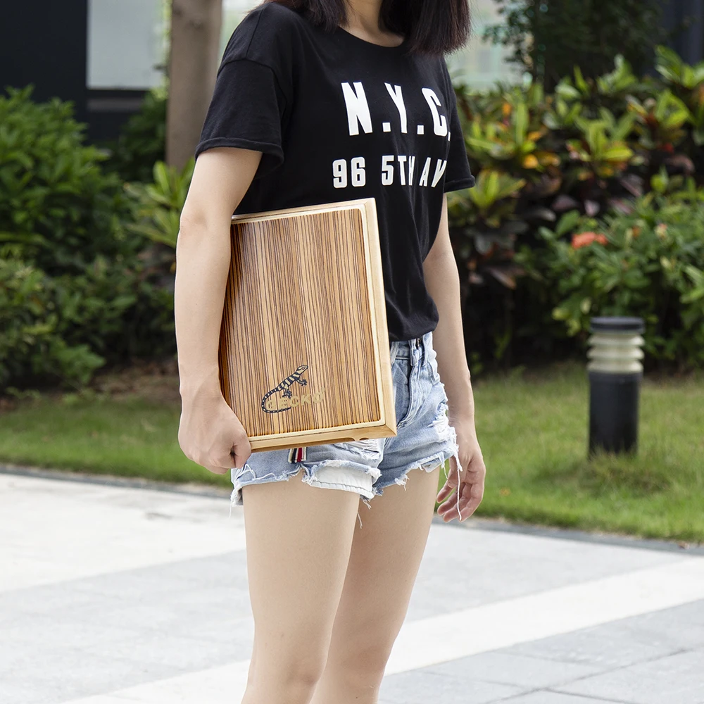 GECKO PAD-2 Cajon box drum OEM customized logo portable Zebra wood birch wood flat travel pad cajon with steel string for trip