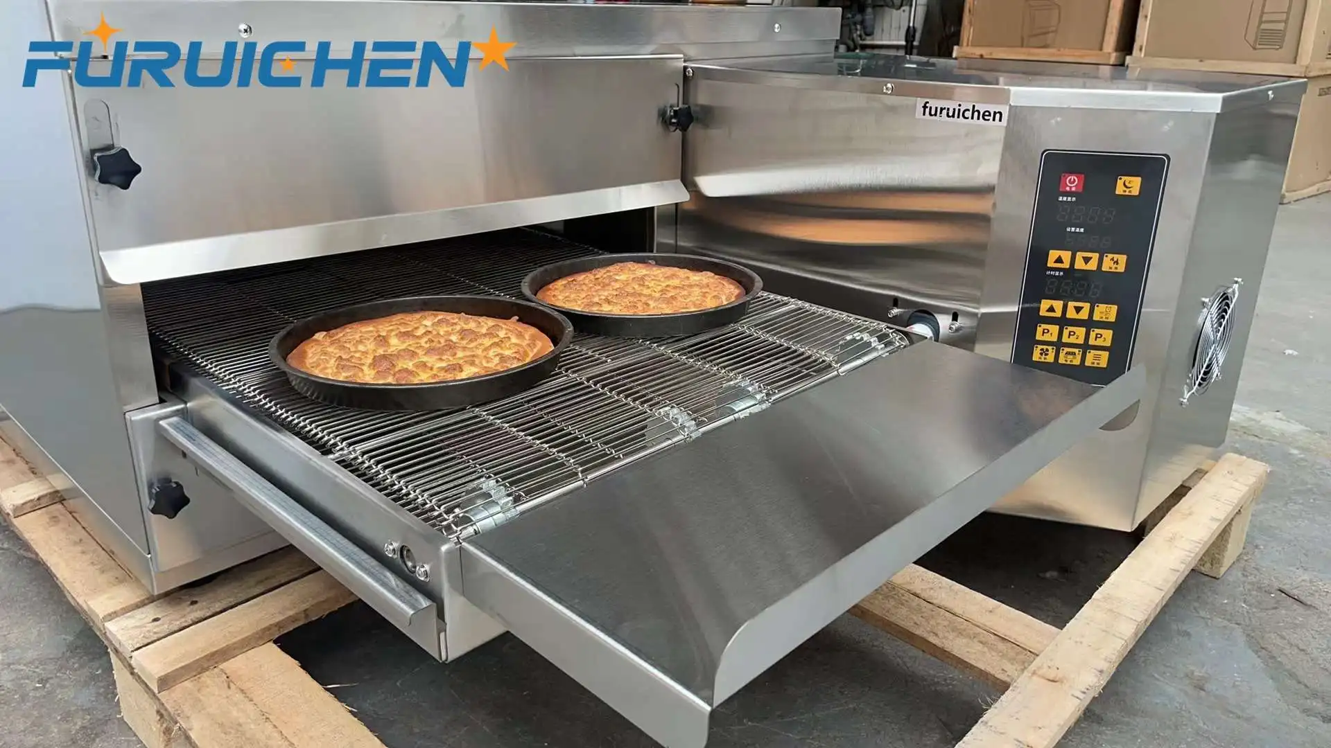 Furuichen CHina Wholesale Price Commercial 43.3inch Conveyor Pizza Oven Industrial Hot Air Pizza Oven