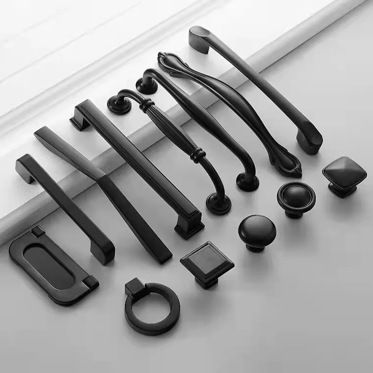 High Quality Zinc Kitchen Furniture Cabinet Handle Gold And Black Push Long Profile Closet Handles