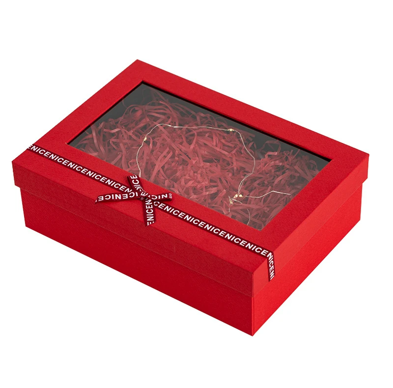 Custom Logo Rigid Cardboard Rigid Paperrigid Paperboard Handmade Christmas Gift Boxes with window