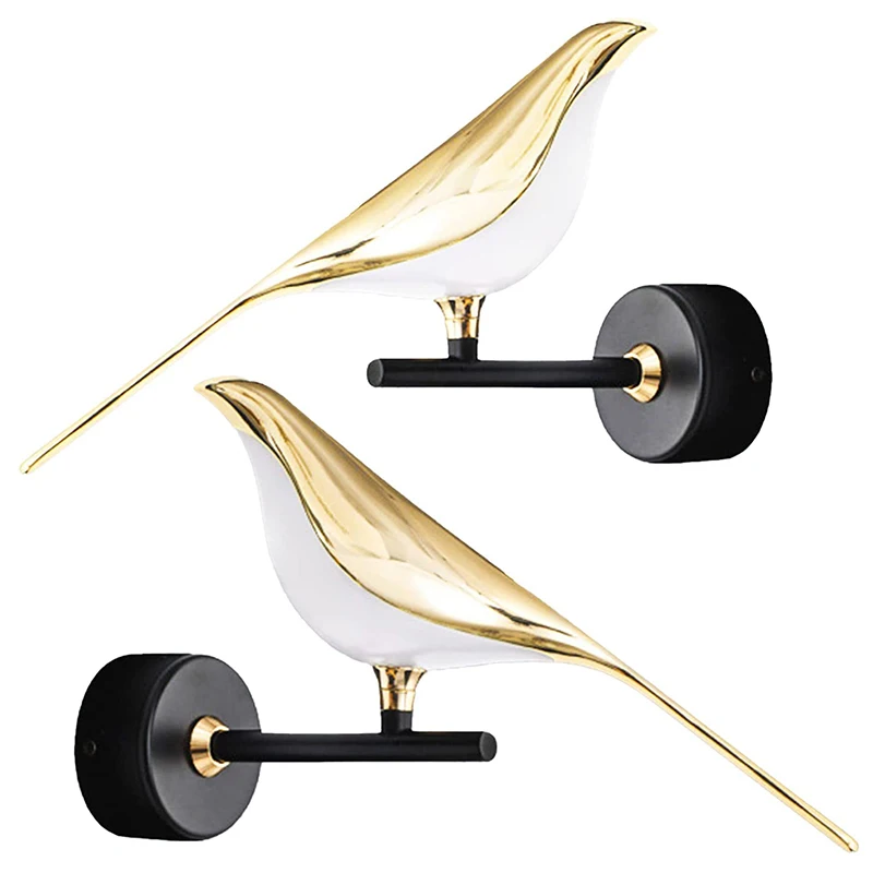 New Creative Design Nordic Indoor Decorative Aluminum Acrylic Bird Gold Led Wall Lamp