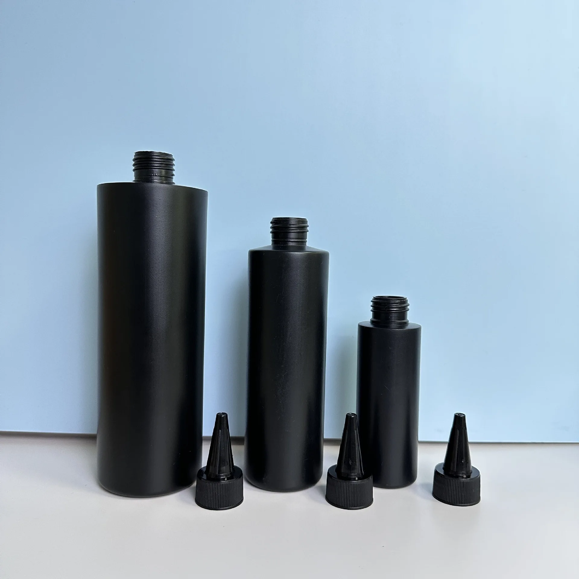 8oz 16oz 32oz 500ml 1L black bottles empty for hair oil Disposable HDPE squeeze bottle Hot chili sauce pack twist cap bottle