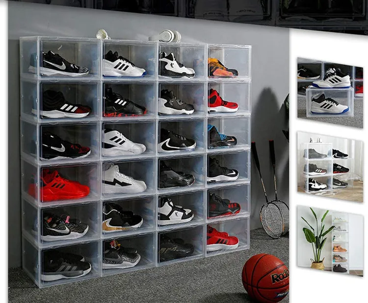 Clear sports shoes case transparent acrylic shoe display sneaker storage box