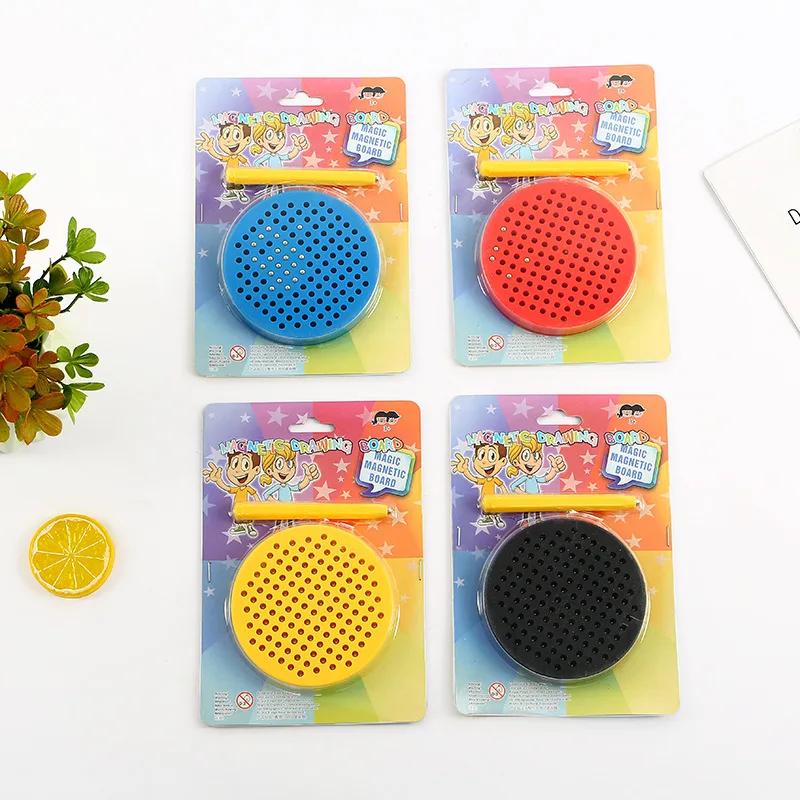 Mini Magnetic Bead Board for Kids Magnetic Drawing Board for Toddlers School Kindergarten Magnet Toys Drawing Stylus Round