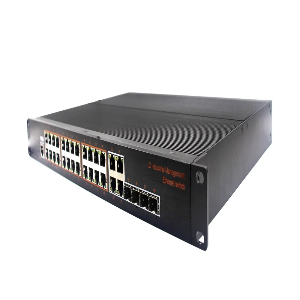 Factory Price 24 Port  Switch 10/1New ideas 24-port 10/100/1000Base4G combo mountain Managed Industrial Switch