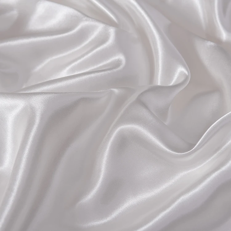 Custom LOGO white luxury silk cotton satin fabric for bedding