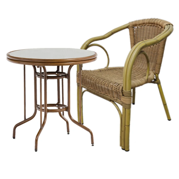 
Outdoor Garden Coffee Restaurant Round Plastic Weaving Flower Wicker Rattan Bistro Chair 