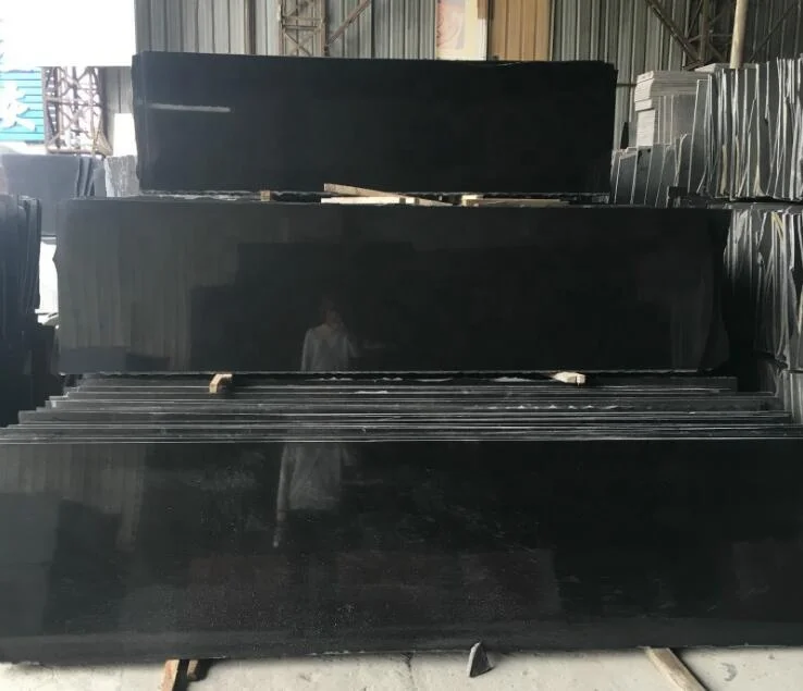 Natural Stone Flooring Tiles Chinese Kitchen Countertop Marble Island Polished Black Galaxy Granite