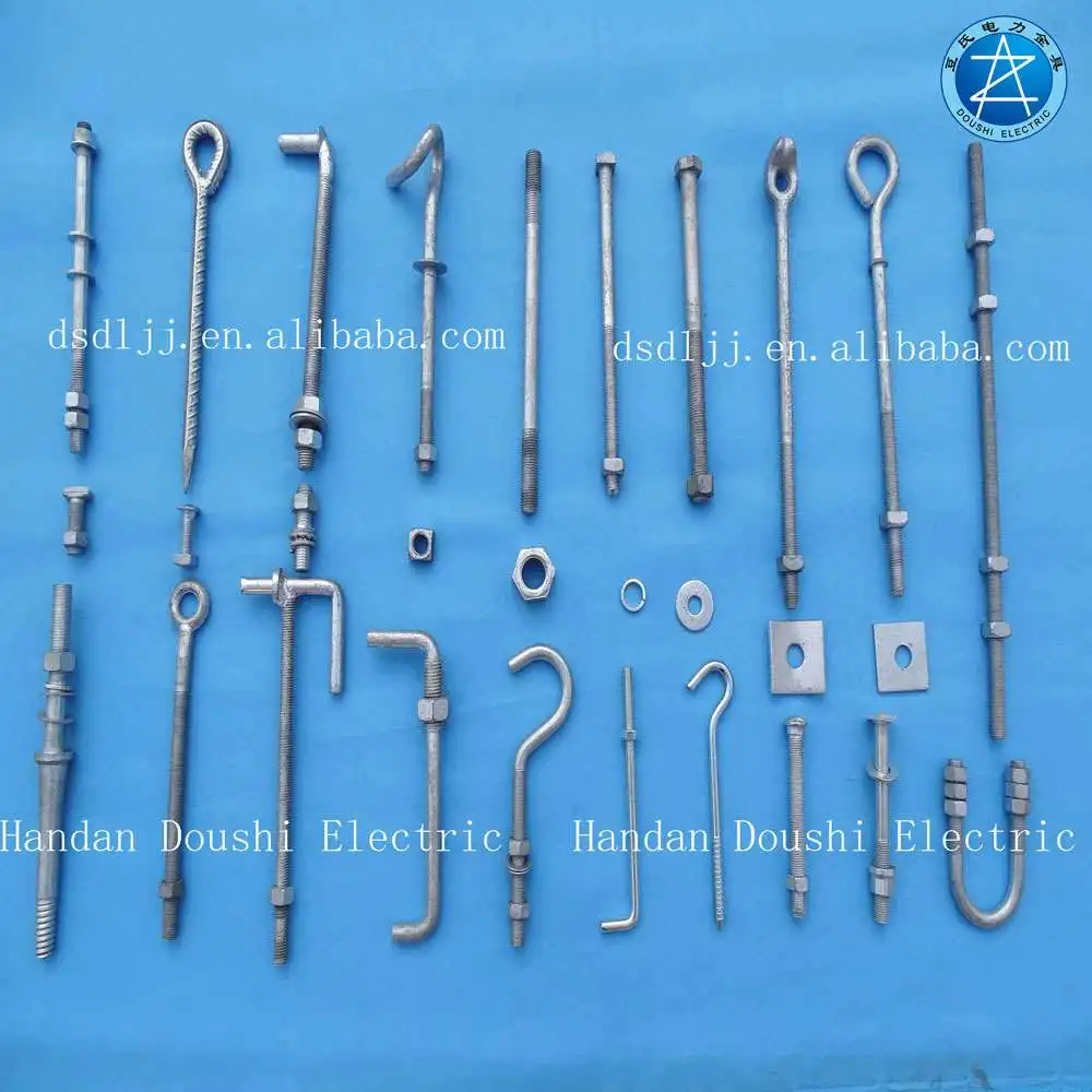 Custom Hot Dip Galvanized 5/8 Anchor Rod Stay Rod Grade Machine Welded Thimble Eye Bolt