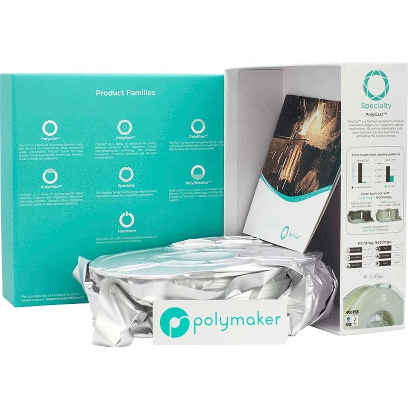 Reasonable Price Casting Metal Prototyping 2.85mm / 1.75mm  0.75KG  Polymaker  PolyCast PVB 3D Printer Filament