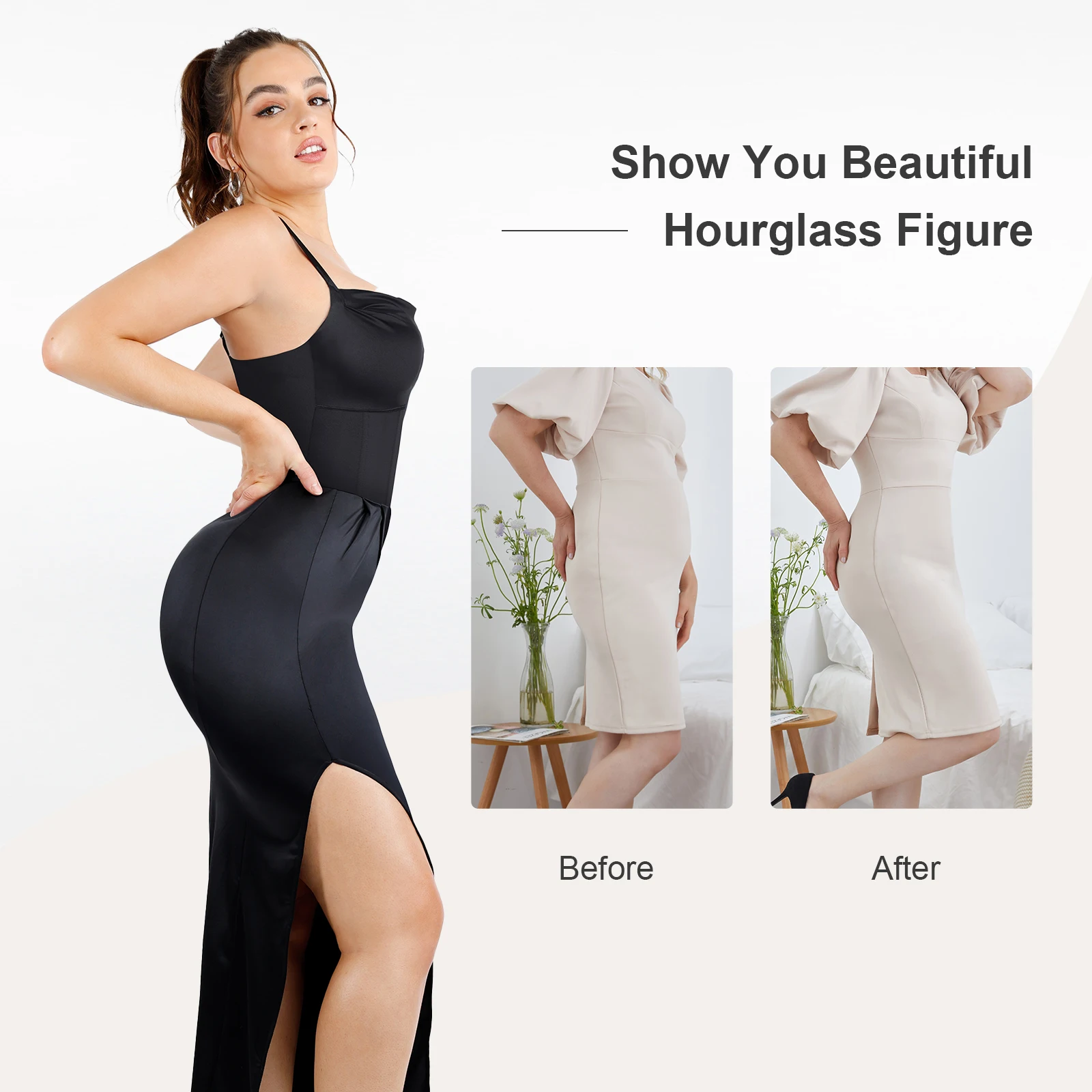 Custom wholesale Square-neck dress with shapewear Corset Two-Piece dress with built in shapewear maxi dress ladies casual WOMEN