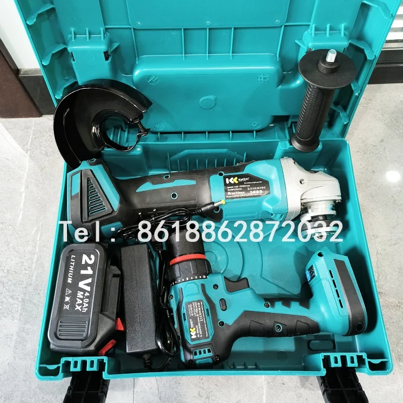 Set of 2pcs Power Tools 21V Lithium Battery Brushless Electric Wrench Cordless 12VImpact Drill Screwdriver Combination Tool Set