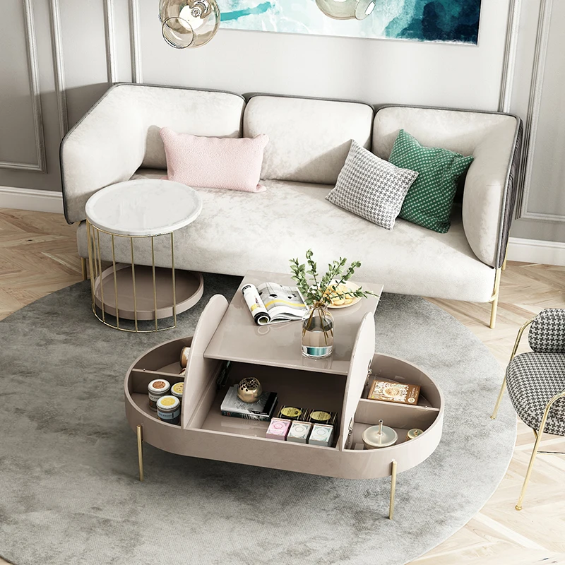 Modern Luxurious Living Room Furniture Tea Table Lift Top Up Coffee Table with Storage