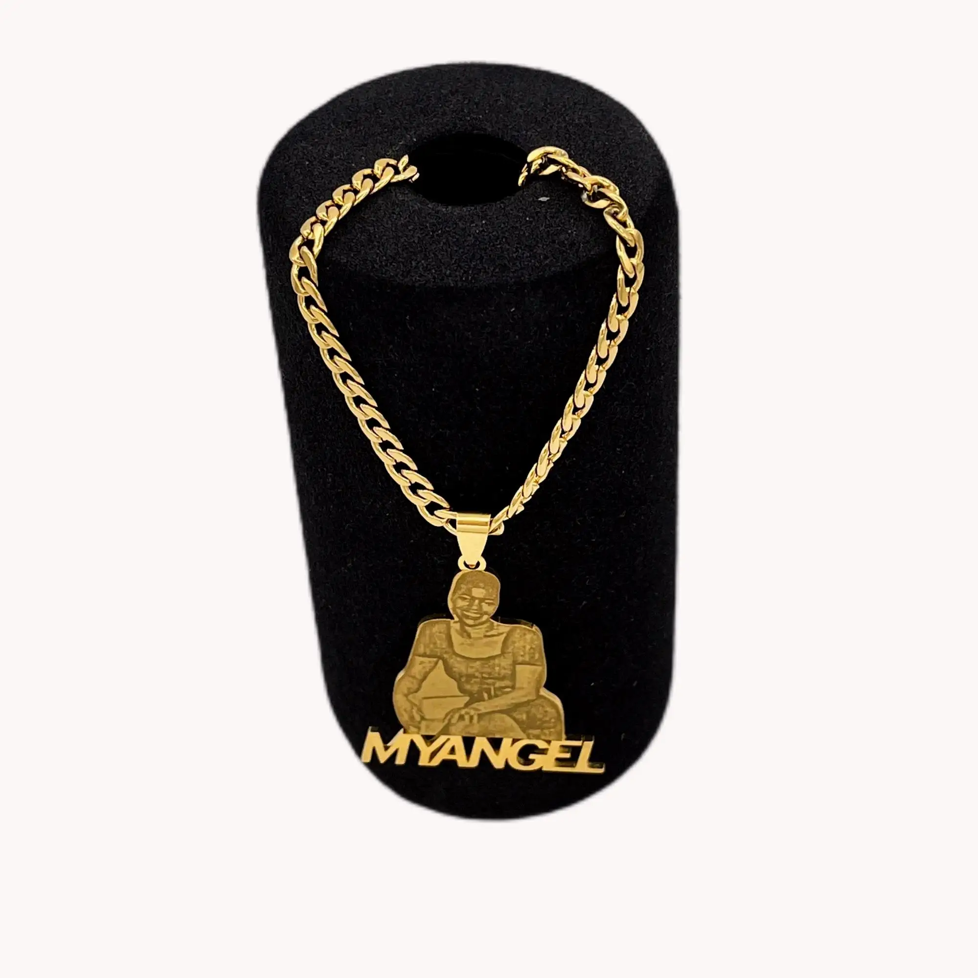 High Quality Mens Stainless Steel Jewelry 18k Gold Plated Chain Customized Name Human Character Necklaces