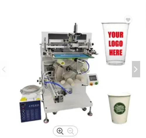 S-400  screen printer with rotary 6 station  & led uv dryer for disposable plastic& paper cups milk tea cup coffee cup