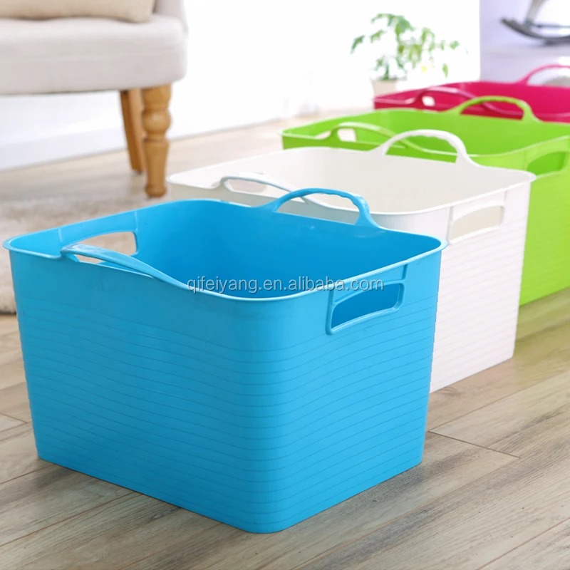 Household Dirty Clothes Basket Large Sundry Storage Basket Plastic Soft Laundry Basket with Handle