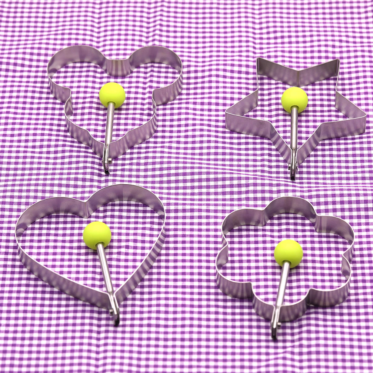 10cm flower start head round heard shapes silver fried egg mold food grade stainless steel
