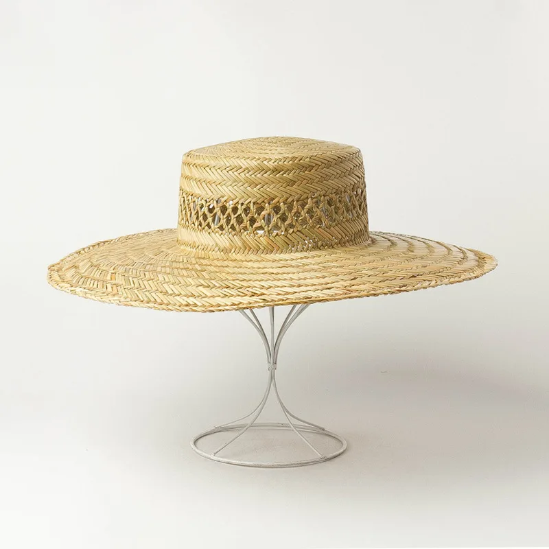 Manual hollow preparation of large eaves edge girls straw sun hat