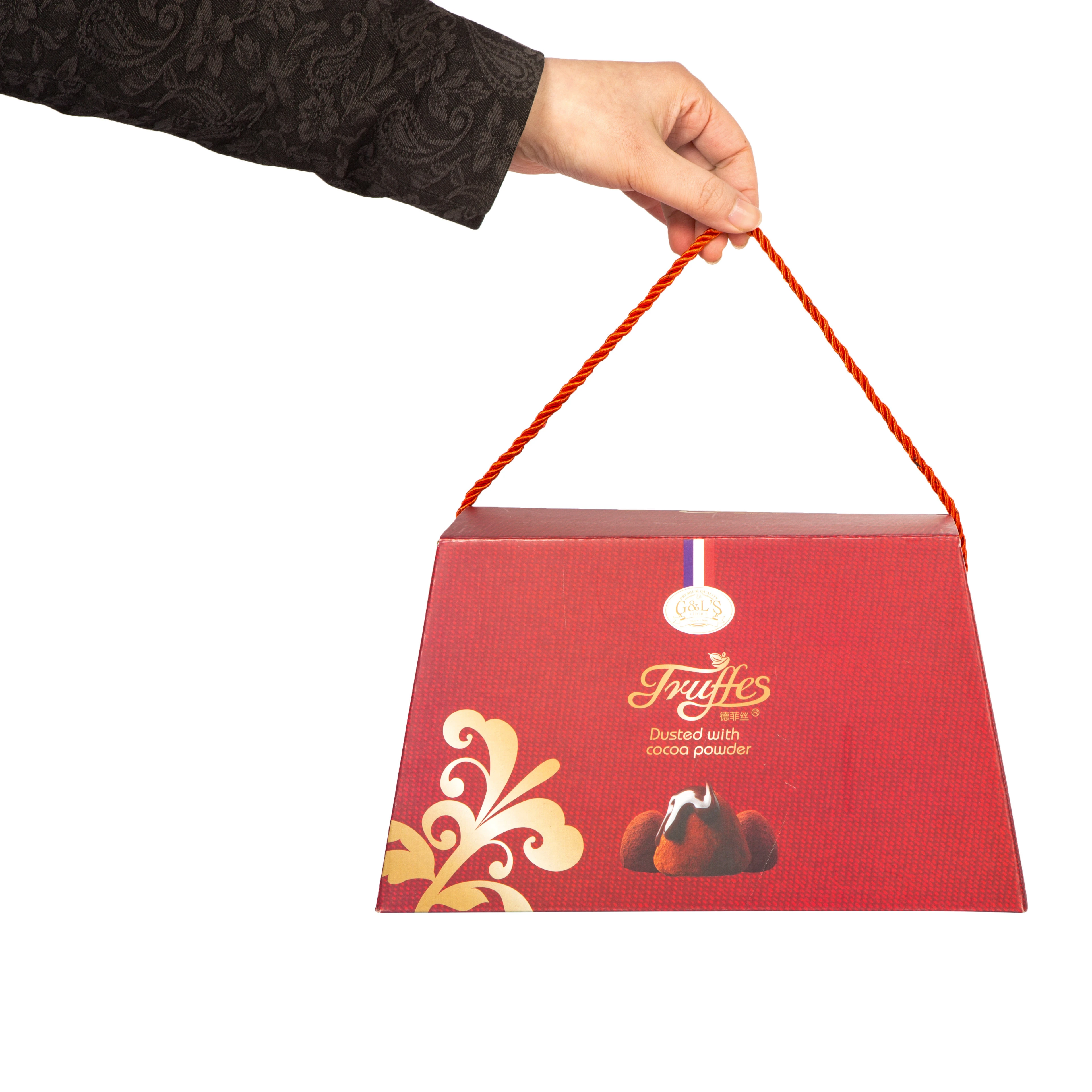 OEM гофрированные горячие подарки шоколадные Клубничные пралине коробки лотков с ручкой