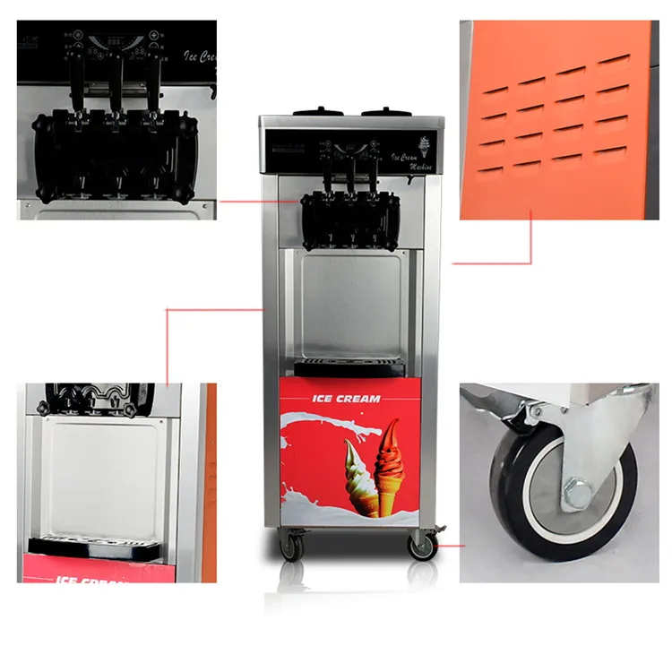 Industrial 3 flavor floor style frozen ice cream yogurt making machine