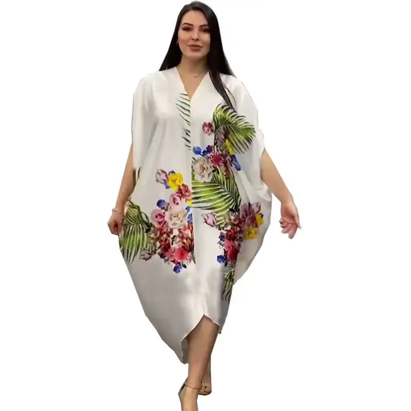 2022 Elegant Kaftan Irregular Dress Women Vintage Printed Party Bohemian Holiday Summer Sundress Casual Vestidos Robe