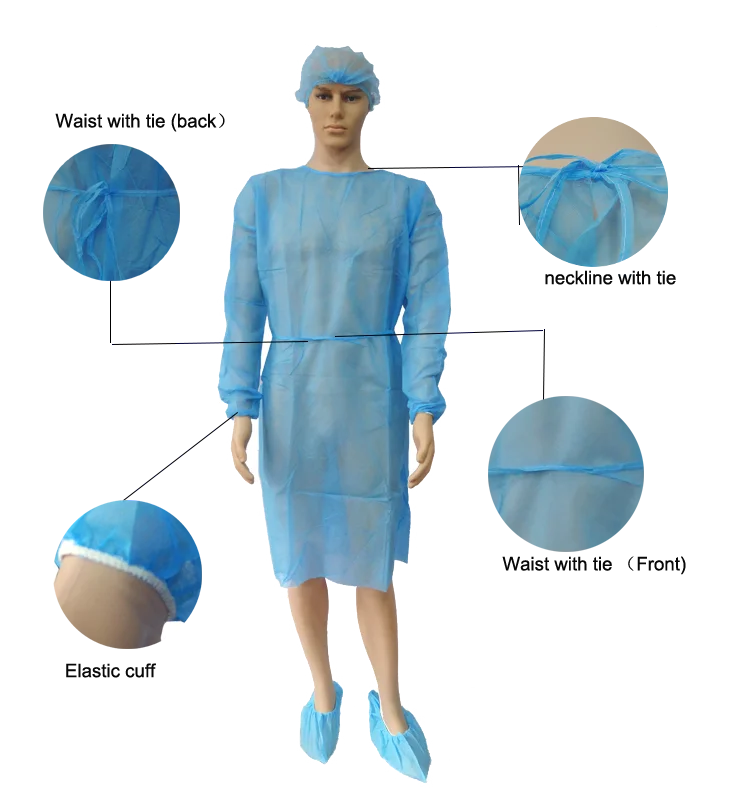 Cheap Price 20gsm 25gsm Lightweight Blue PP Non Woven Isolation Gowns