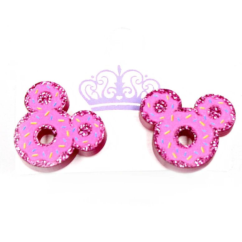 ERS089ER1041 Factory Wholesale Best Selling Doughnut UV Print Cute Mouse Acrylic Ladies Small Earrings
