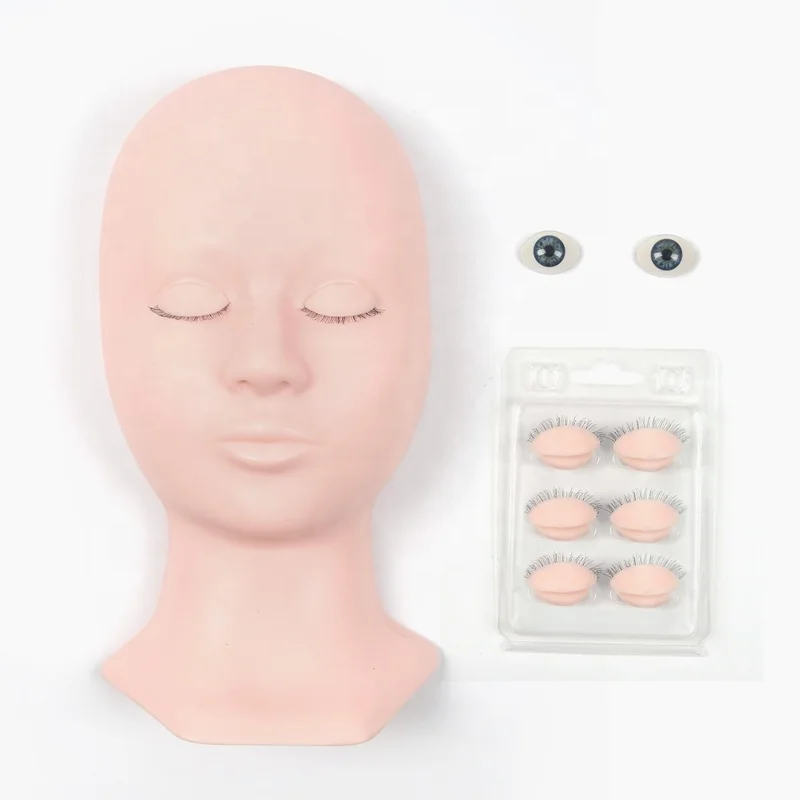 Natural Eyelash Extension training Kit 3D Mannequin Head With Replaceable Eyelid Facial Makeup Soft Silicone