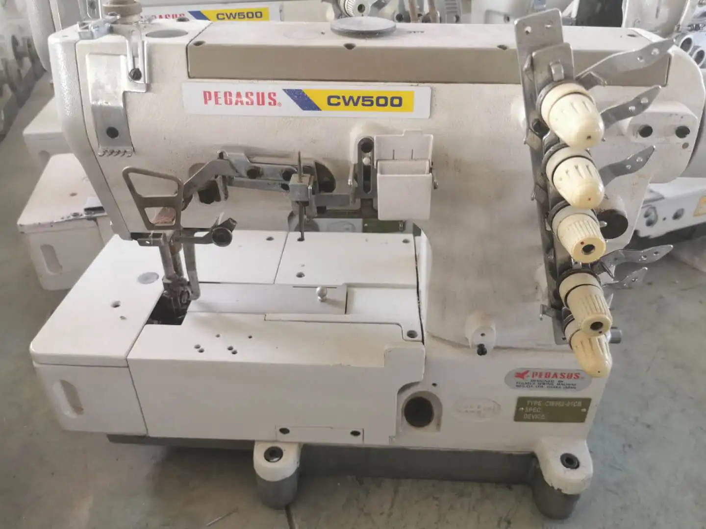 Used Pegasus W500 High Production Flatbed Interlock Stitch Industrial Sewing Machinery