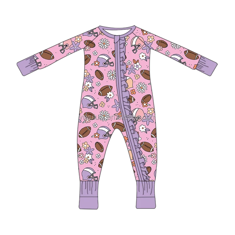 Organic Knitted Breathable Toddlers pajamas Cute Dinosaur and girls bamboo baby romper with zipper