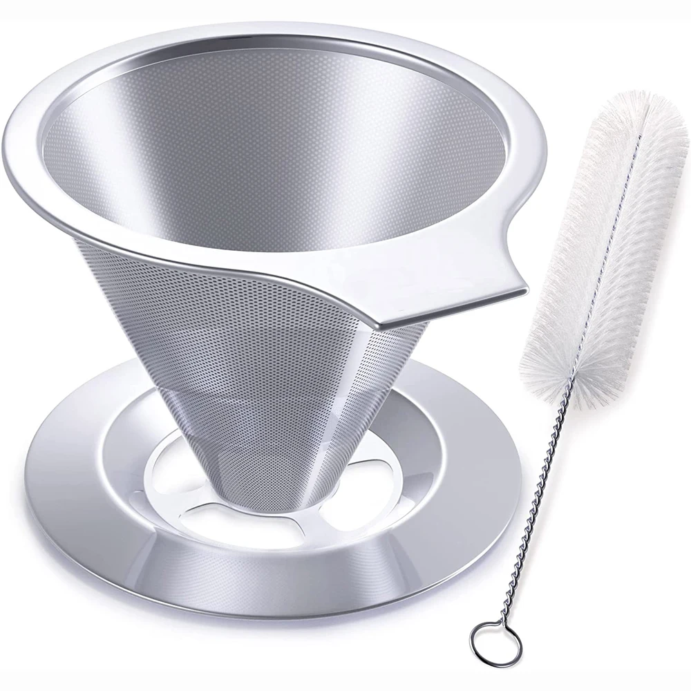 High Quality Funnel Dripper Brewer Stainless Steel Pour Over Coffee Dripper