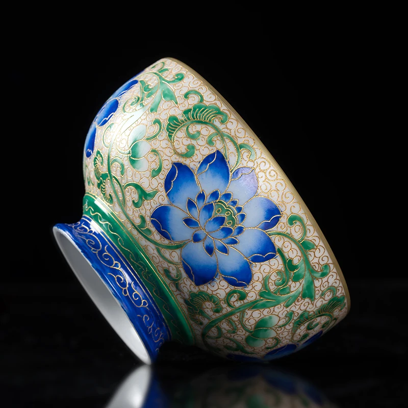 Enamel Tea Palace Style Ceramic Sample Kung Fu Tea Set Single Cup Gold Painted Large Personal Main Cup Tea Bowl Wholesale