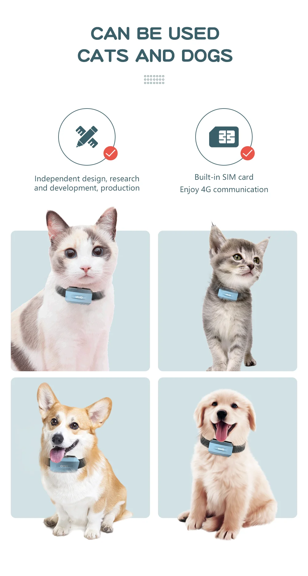 Omni 2G 3G 4G wireless waterproof anti lost locator dog smart gps tracker collar for pets